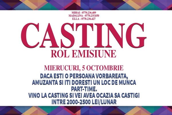 Imagine anunt casting - CASTING ROL EMISIUNE